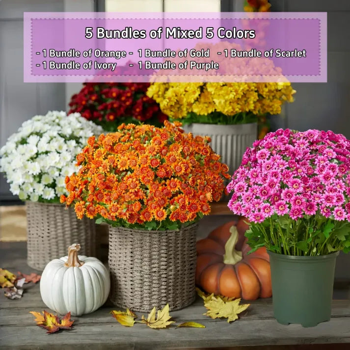 🏆 50K+ SOLD! 💥Last Day Each - Artificial Outdoor Sunset Mums Flowers - Waterproof, Windproof